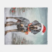 Bluetick Coonhound Hond in Sneeuw Kerstmis Fleece Deken (Voorkant (Horizontaal))