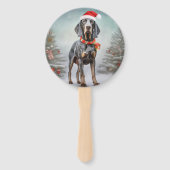 Bluetick Coonhound Hond in Sneeuw Kerstmis Handwaaier (Voorkant)