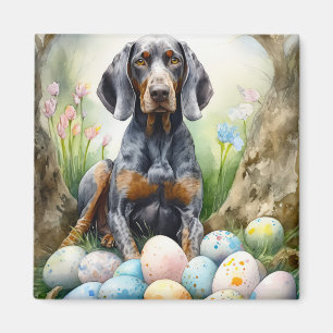 Bluetick Coonhound-hond met Pasen Eieren Vakantie Magneet