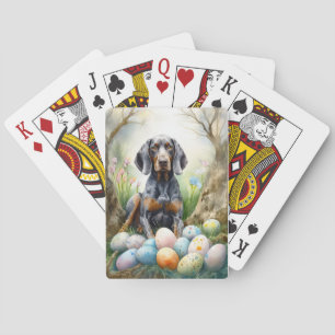Bluetick Coonhound-hond met Pasen Eieren Vakantie Pokerkaarten