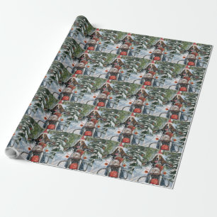 Bluetick Coonhound-hond rijdt op motorfiets met Ke Cadeaupapier
