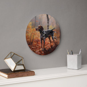 Bluetick Coonhound in Herfstbladeren Herfst Inspir Grote Klok