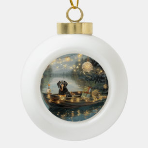 Bluetick Coonhound Kerst Feestelijke Reis Keramische Bal Ornament