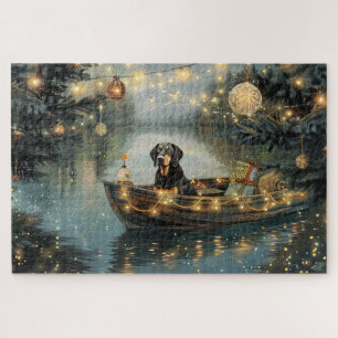 Bluetick Coonhound Kerst Feestelijke Reis Legpuzzel