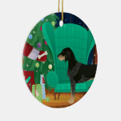 Bluetick Coonhound-kerstkerstkerstkerstcadeau Keramisch Ornament (Rechts)
