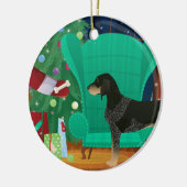 Bluetick Coonhound-kerstkerstkerstkerstcadeau Keramisch Ornament (Links)