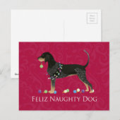 Bluetick Coonhound Kerstmis Feestdagenkaart (Voorkant / Achterkant)