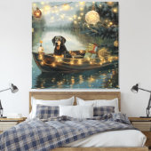 Bluetick Coonhound Kerstmis feestelijke reis Canvas Afdruk (Insitu (Slaapkamer))