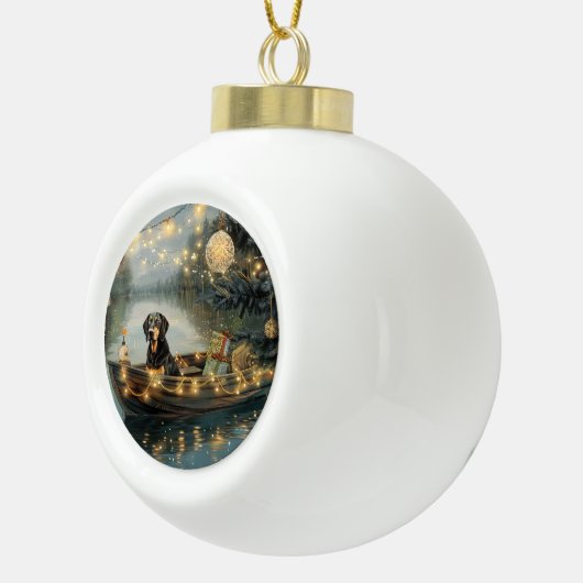 Bluetick Coonhound Kerstmis feestelijke reis Keramische Bal Ornament (Rechts)