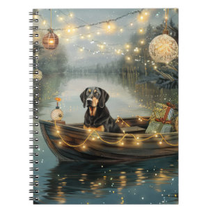 Bluetick Coonhound Kerstmis feestelijke reis Notitieboek