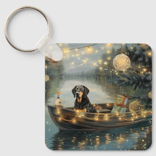 Bluetick Coonhound Kerstmis feestelijke reis Sleutelhanger
