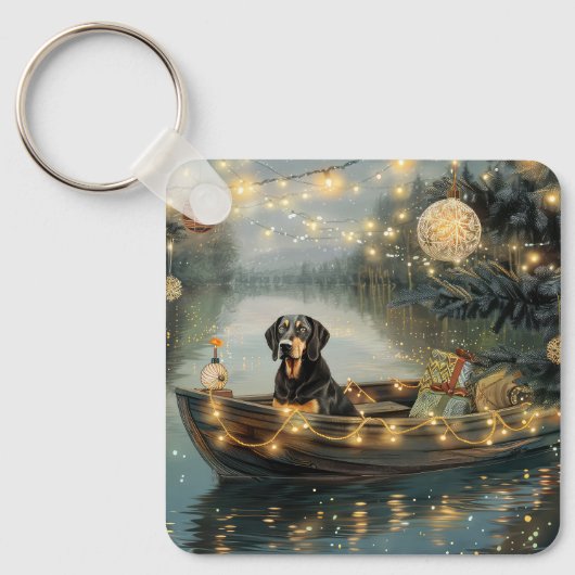 Bluetick Coonhound Kerstmis feestelijke reis Sleutelhanger (Voorkant)