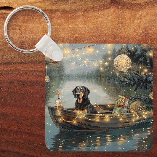 Bluetick Coonhound Kerstmis feestelijke reis Sleutelhanger (Voorkant)