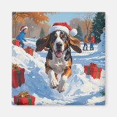 Bluetick Coonhound Kerstmis feestelijke sneeuw sce Magneet (Voorkant)