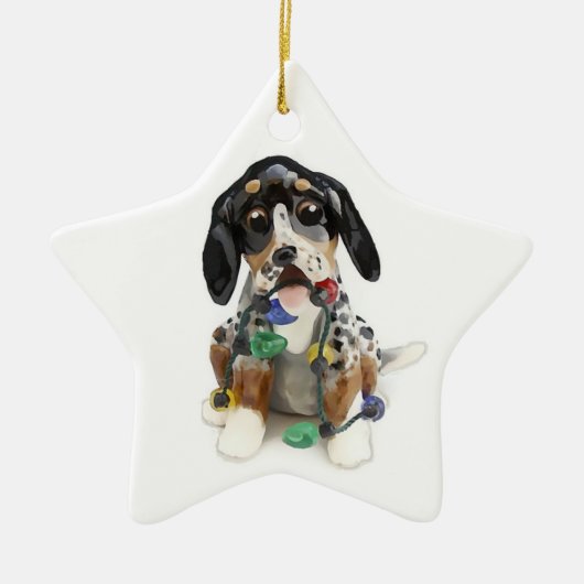 Bluetick Coonhound-kerstversiering Keramisch Ornament (Voorkant)