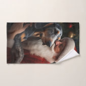 Bluetick Coonhound met Kerstman Kerstmis Bad Handdoek (Handdoek)