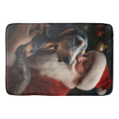 Bluetick Coonhound met Kerstman Kerstmis Badmat (Voorkant)