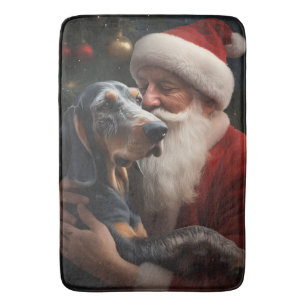 Bluetick Coonhound met Kerstman Kerstmis Badmat