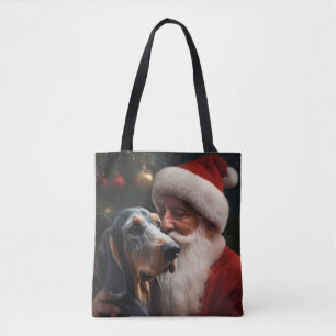Bluetick Coonhound met Kerstman Kerstmis Draagtas