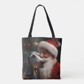 Bluetick Coonhound met Kerstman Kerstmis Draagtas (Achterkant)