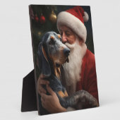 Bluetick Coonhound met Kerstman Kerstmis Fotoplaat (Zijkant)