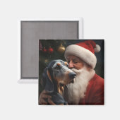 Bluetick Coonhound met Kerstman Kerstmis Magneet (Voorkant / Achterkant)
