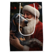 Bluetick Coonhound met Kerstman Kerstmis Medium Cadeauzakje (Achterkant)