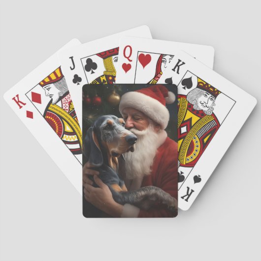 Bluetick Coonhound met Kerstman Kerstmis Pokerkaarten (Achterkant)