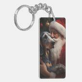 Bluetick Coonhound met Kerstman Kerstmis Sleutelhanger (Voorkant Links)