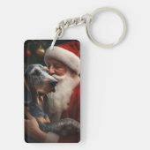 Bluetick Coonhound met Kerstman Kerstmis Sleutelhanger (achterkant)