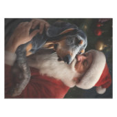 Bluetick Coonhound met Kerstman Kerstmis Tafelkleed (Voorkant (Horizontaal))