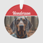 Bluetick Coonhound Naam Foto Vakantie Kerstmis Ornament (voorkant)