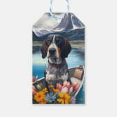 Bluetick Coonhound op een peddel: Een Schilderacht Cadeaulabel (Voorkant)