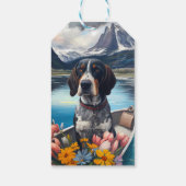 Bluetick Coonhound op een peddel: Een Schilderacht Cadeaulabel (Achterkant)