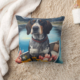 Bluetick Coonhound op een peddel: Een Schilderacht Kussen