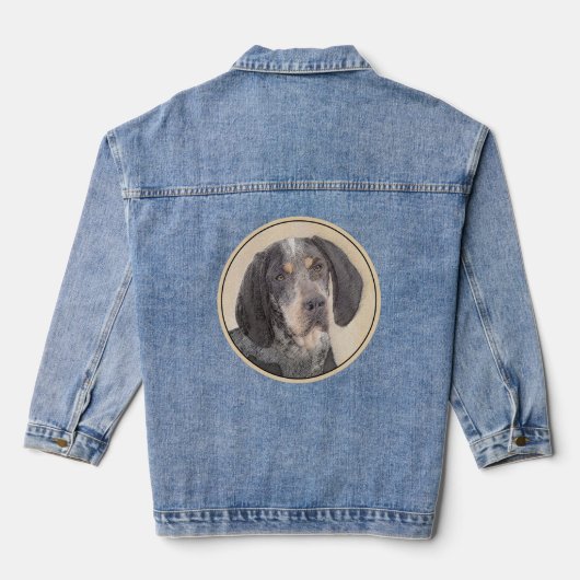 Bluetick Coonhound Painting - Cute Original Dog Ar Denim Jacket (Achterkant)