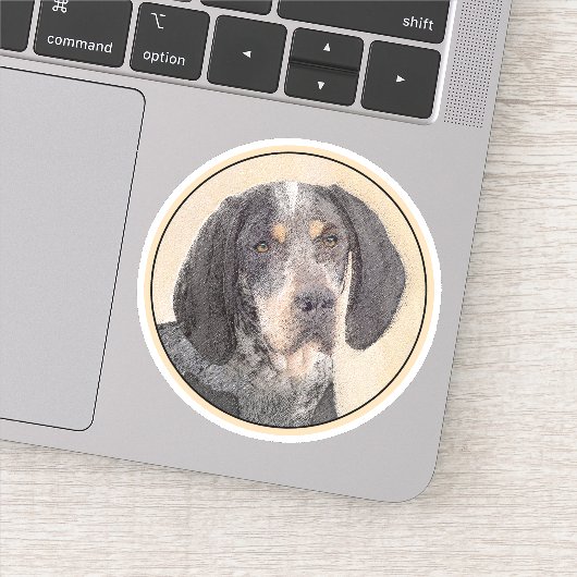 Bluetick Coonhound Painting - Cute Original Dog Ar Sticker (Detail)