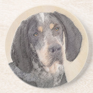 Bluetick Coonhound Painting - Cute Original Dog Ar Zandsteen Onderzetter