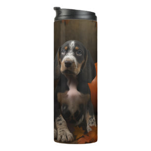 Bluetick Coonhound Pup Autumn Delight Pompoen  Thermosbeker