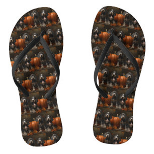 Bluetick Coonhound Pup Herfst Plezier Pompoen Teenslippers