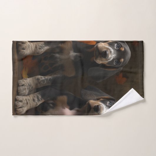 Bluetick Coonhound Puppy Herfst Delight Pompoen Bad Handdoek (Handdoek)