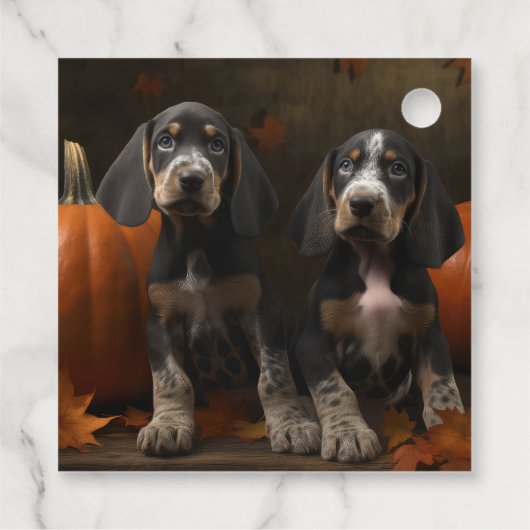 Bluetick Coonhound Puppy Herfst Delight Pompoen Bedankjes Labels (Achterkant)