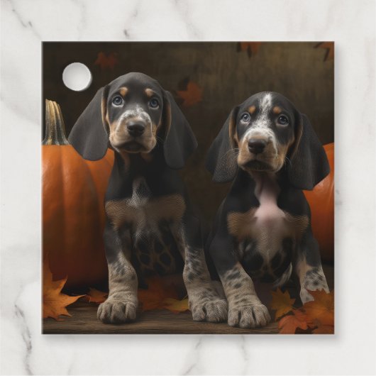 Bluetick Coonhound Puppy Herfst Delight Pompoen Bedankjes Labels (Voorkant)