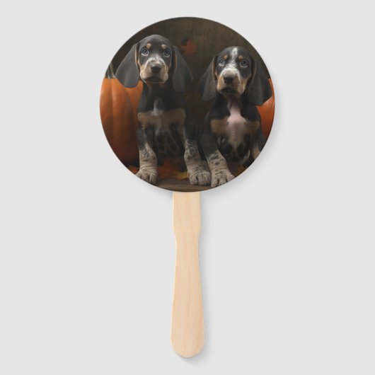 Bluetick Coonhound Puppy Herfst Delight Pompoen Handwaaier (Voorkant)