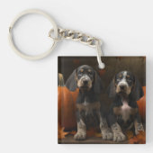 Bluetick Coonhound Puppy Herfst Delight Pompoen Sleutelhanger (Voorkant)