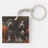 Bluetick Coonhound Puppy Herfst Delight Pompoen Sleutelhanger (Achterkant)