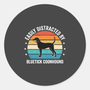 Bluetick Coonhound Retro Zonsondergang Hond Ronde Sticker
