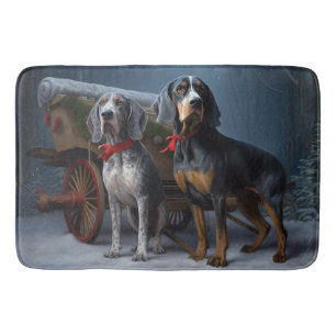 Bluetick Coonhound Sneeuw Slede Kerst Decoratie Badmat