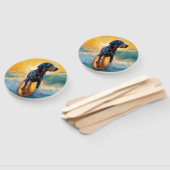 Bluetick Coonhound strand surfen schilderij  Handwaaier (Niet-gemonteerd)