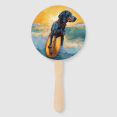 Bluetick Coonhound strand surfen schilderij  Handwaaier (Voorkant)